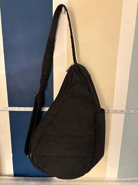 AmeriBag Healthy Back Bag Small Microfiber Sling Backpack Black